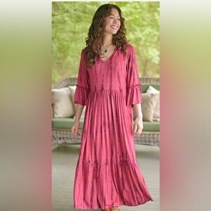 April Cornell Long Sleeve Pink Tie Dye Dress Size 1X